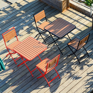 outdoor  restaurant furniture folding coffee shop table and chair foldable collapsible chairs garden cafe waterproof furniture