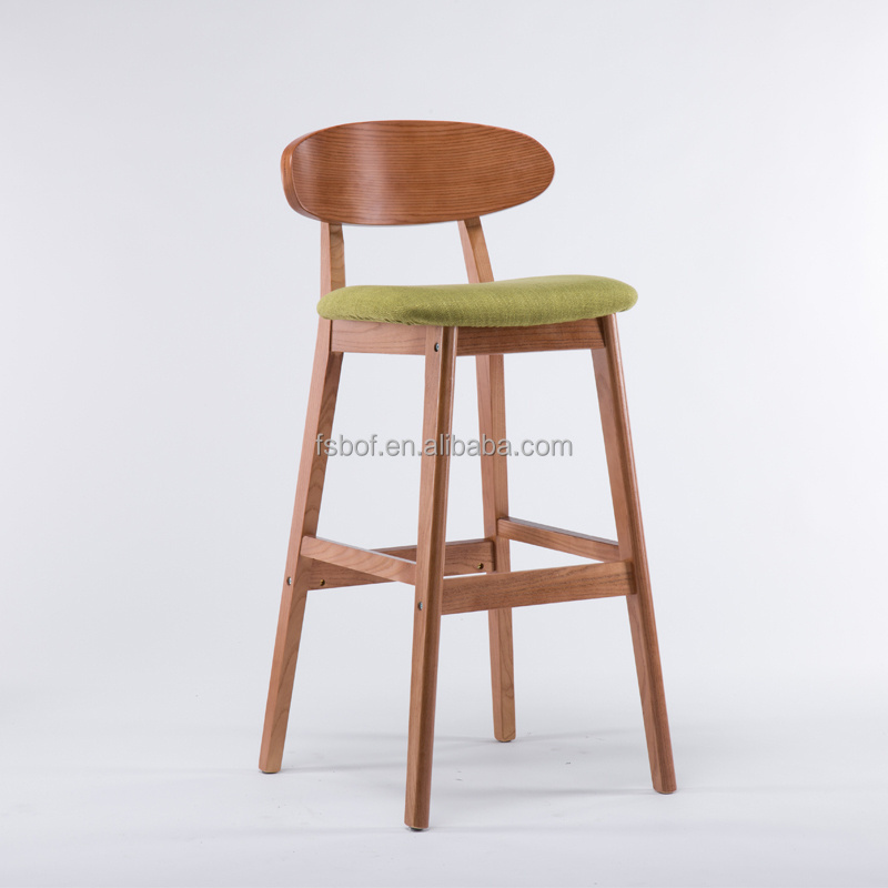 Commercial furniture bar table and solid wood bar chair with back rest