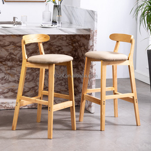 Commercial furniture Solid wood bar stool chair modern minimalist home back bar stool high stool Nordic high bar chair