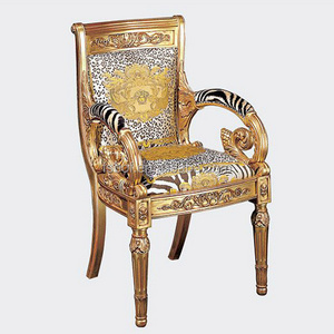 Luxurious customized furniture antique hand carved teak wood back chairs carving chair VC002