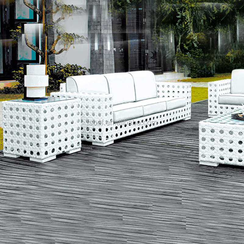 hollow out of outdoor garden sofa set rattan furniture white aluminium outdoor sofa HFA-021