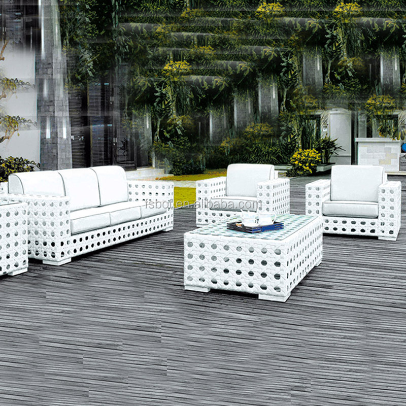 hollow out of outdoor garden sofa set rattan furniture white aluminium outdoor sofa HFA-021