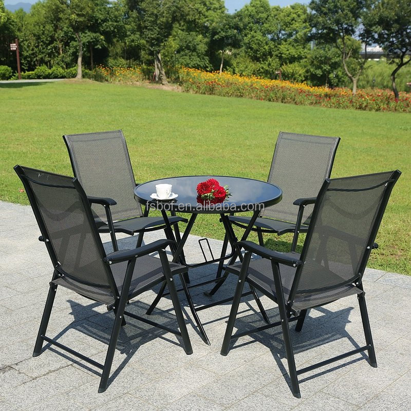 Wholesale outdoor restaurant stack table and chairs Folding table and chair combination with umbrella set