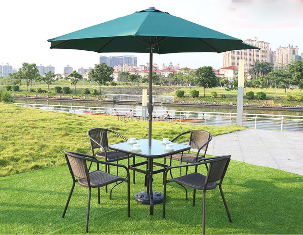 Wholesale big size outdoor parasol & base Restaurant parasol patio umbrella for garden table  Solar LED Lighting Parasol