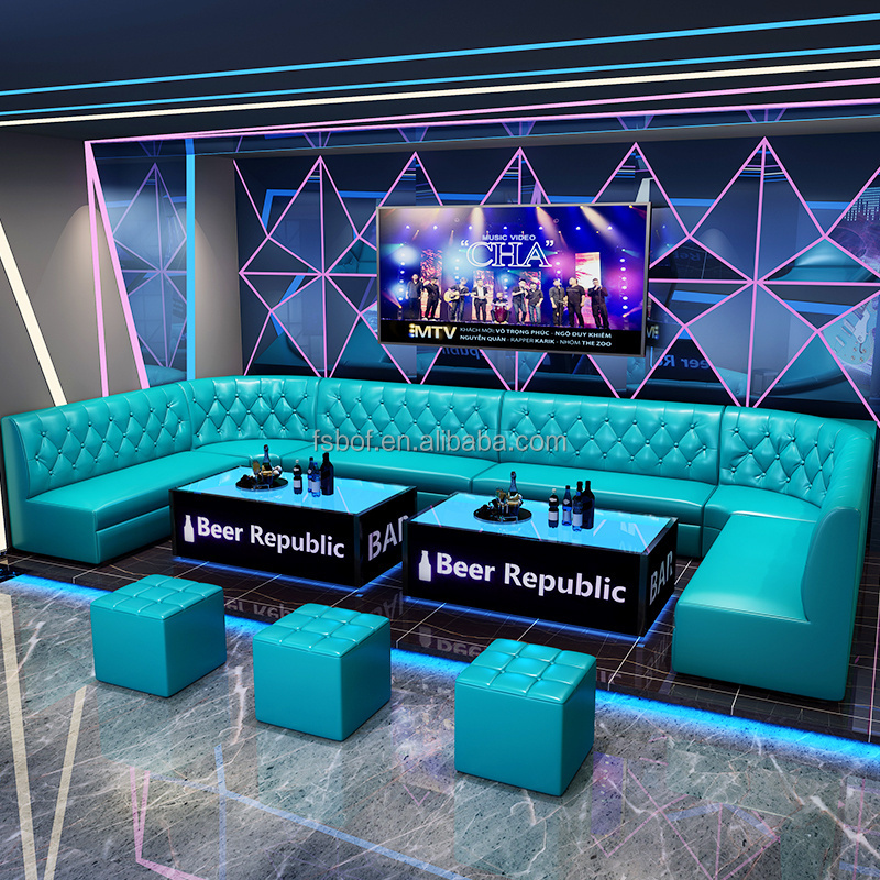 KTV sofa custom bar home corner U shaped box European-style special luminous coffee table combination beer shop night club sofa