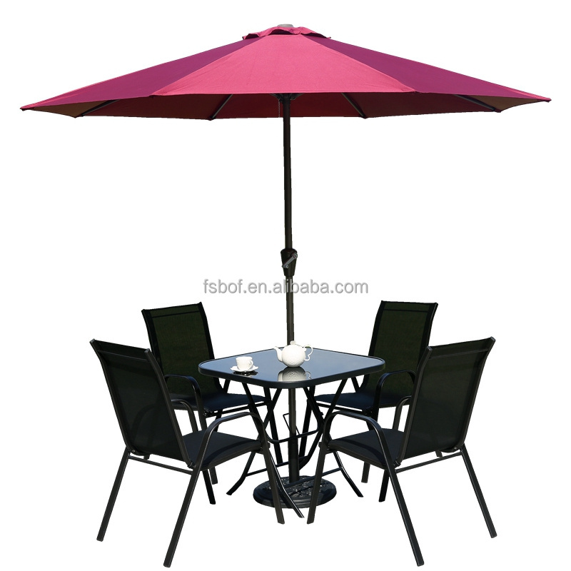 Wholesale outdoor restaurant stack table and chairs Folding table and chair combination with umbrella set