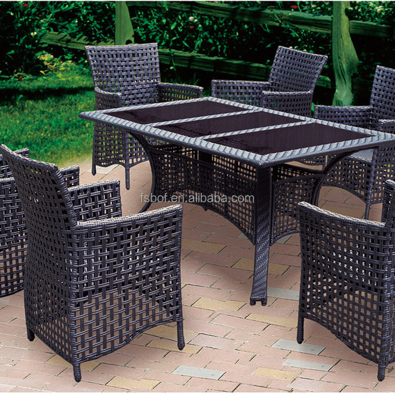 garden black rattan outdoor furniture hotel dining chair and wicker table