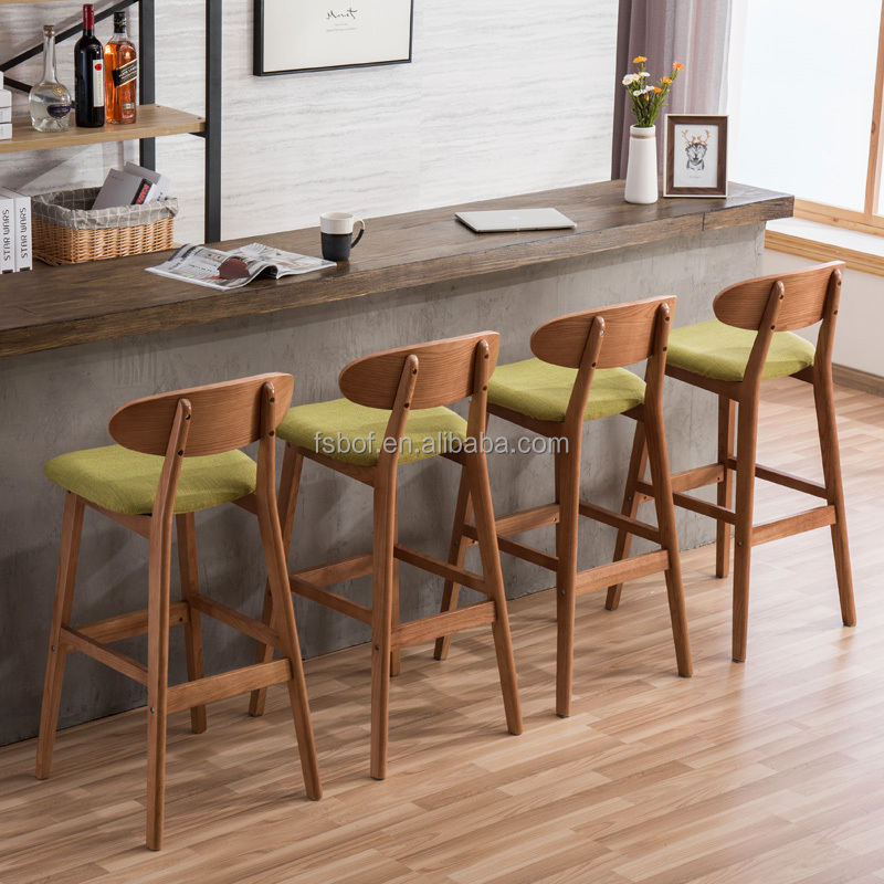 Commercial furniture bar table and solid wood bar chair with back rest