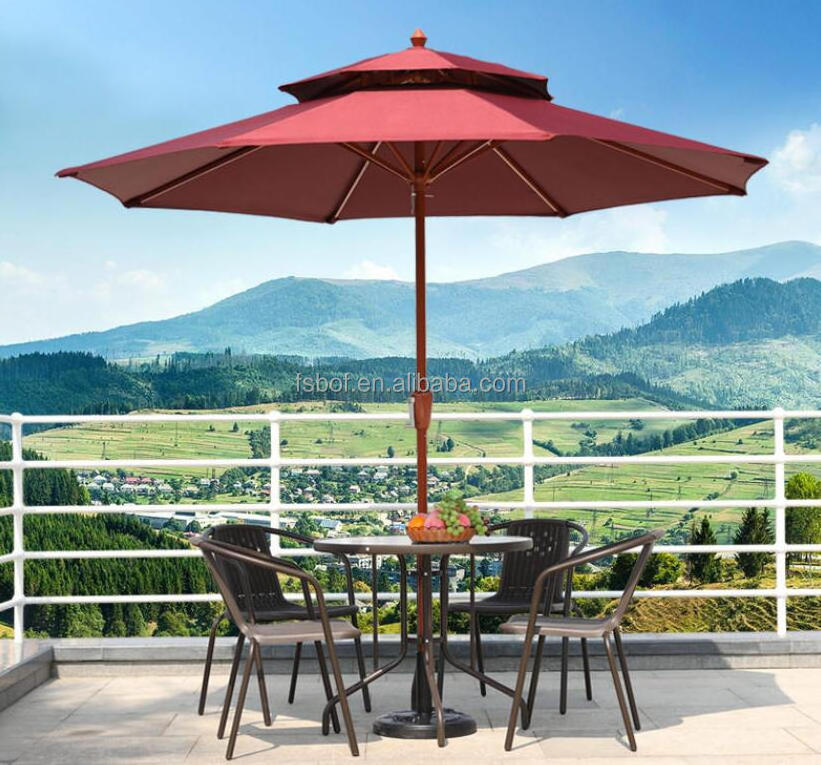 Wholesale big size outdoor parasol & base Restaurant parasol patio umbrella for garden table  Solar LED Lighting Parasol