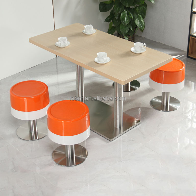 Fast food restaurant KFC dining table and chair combination Milk Tea Dessert Burger Shop FRP stool table and chair