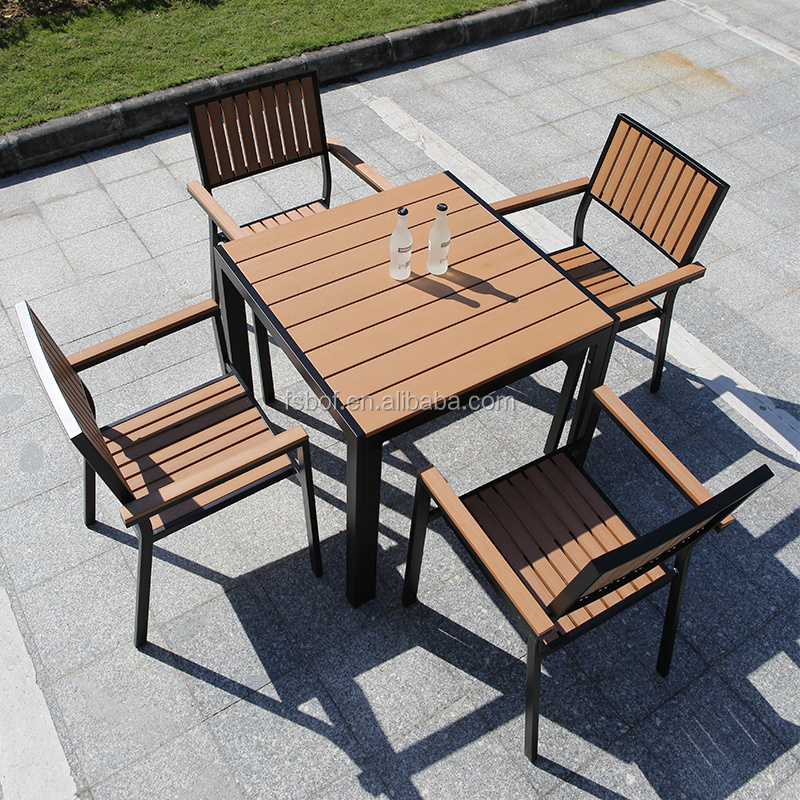 high quality outdoor restaurant furniture cafe shop dining tables set patio chair aluminum square shape coffee table and chairs