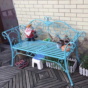 morden new design outdoor furniture garden benches wrought iron long sofa balcony double seat chair