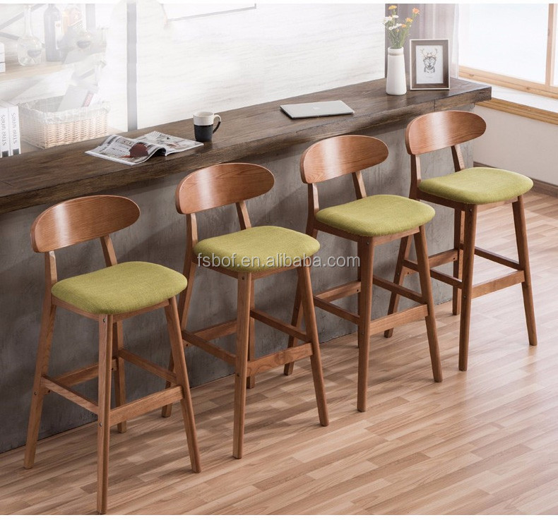 Commercial furniture bar table and solid wood bar chair with back rest