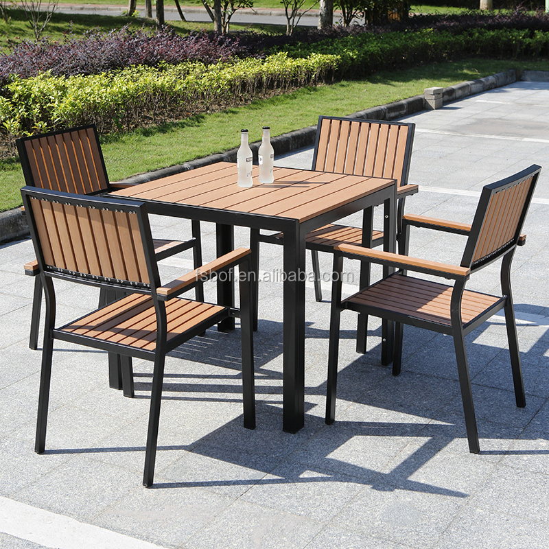 high quality outdoor restaurant furniture cafe shop dining tables set patio chair aluminum square shape coffee table and chairs