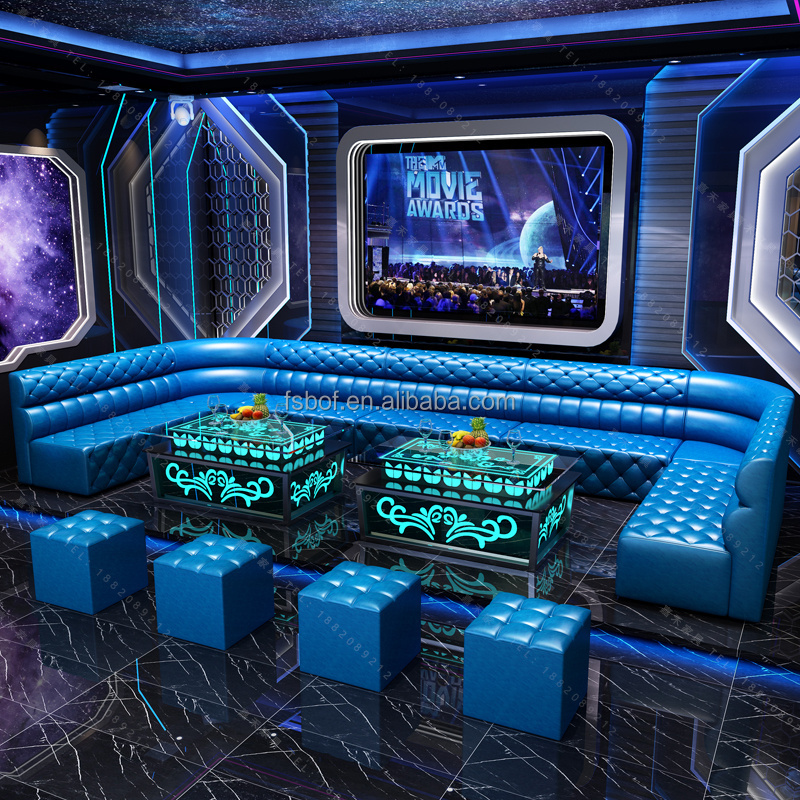 KTV sofa custom bar home corner U shaped box European-style special luminous coffee table combination beer shop night club sofa