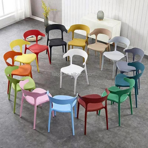 Nordic modern minimalist plastic stacking backrest outdoor chair for restaurants and barbecue shops