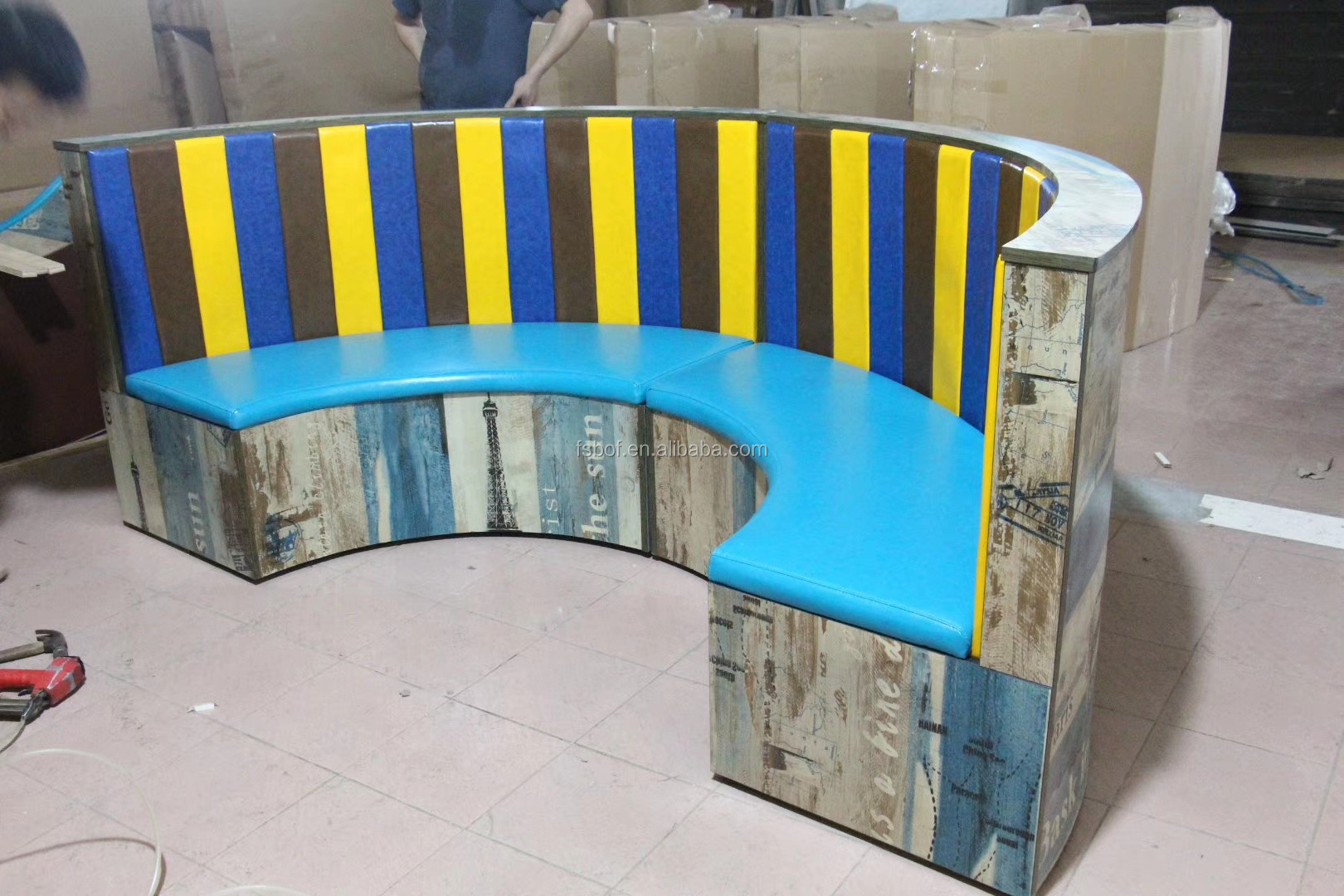 Foshan restaurant furniture  half round booth seating for high end coffee shop