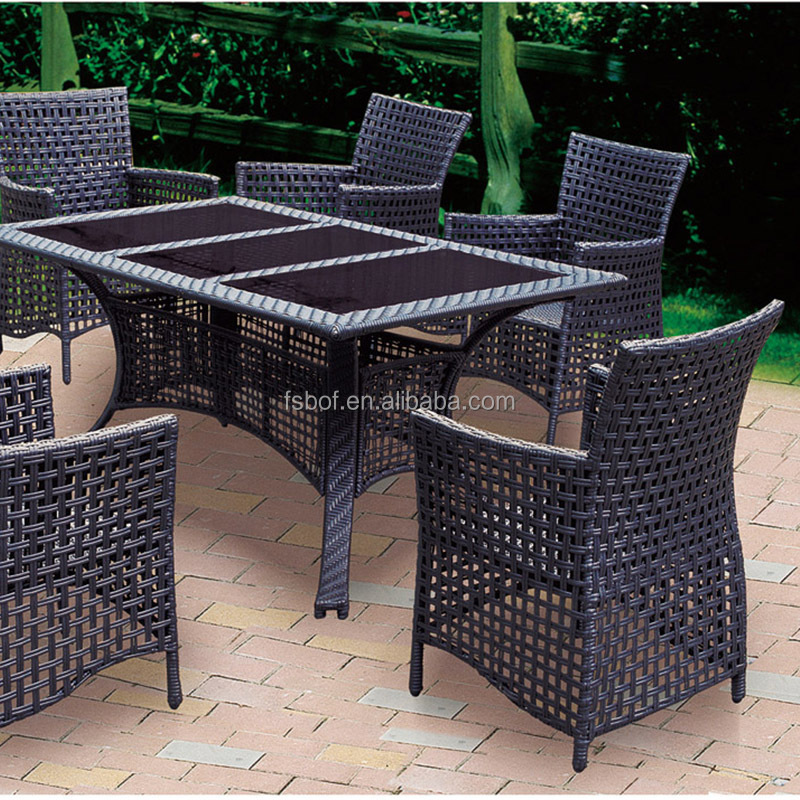 garden black rattan outdoor furniture hotel dining chair and wicker table