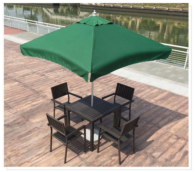 outdoor aluminum restaurant furniture wood-plastic composite rectangle shape table and chairs