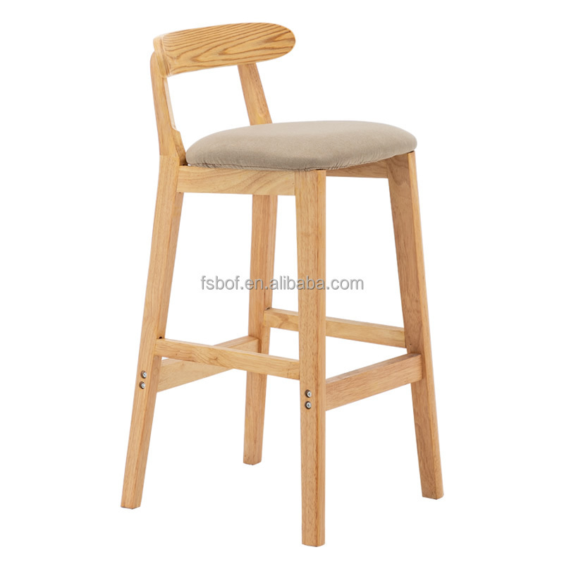 Commercial furniture Solid wood bar stool chair modern minimalist home back bar stool high stool Nordic high bar chair