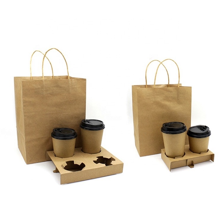 Cup holder black 2 cup drink carriers Disposable E flute paper Take Away coffee to go Corrugated Paper 2 Cup carriers