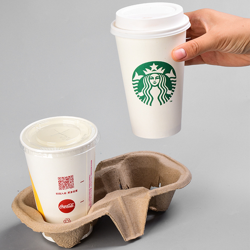 Cup holder black 2 cup drink carriers Disposable E flute paper Take Away coffee to go Corrugated Paper 2 Cup carriers