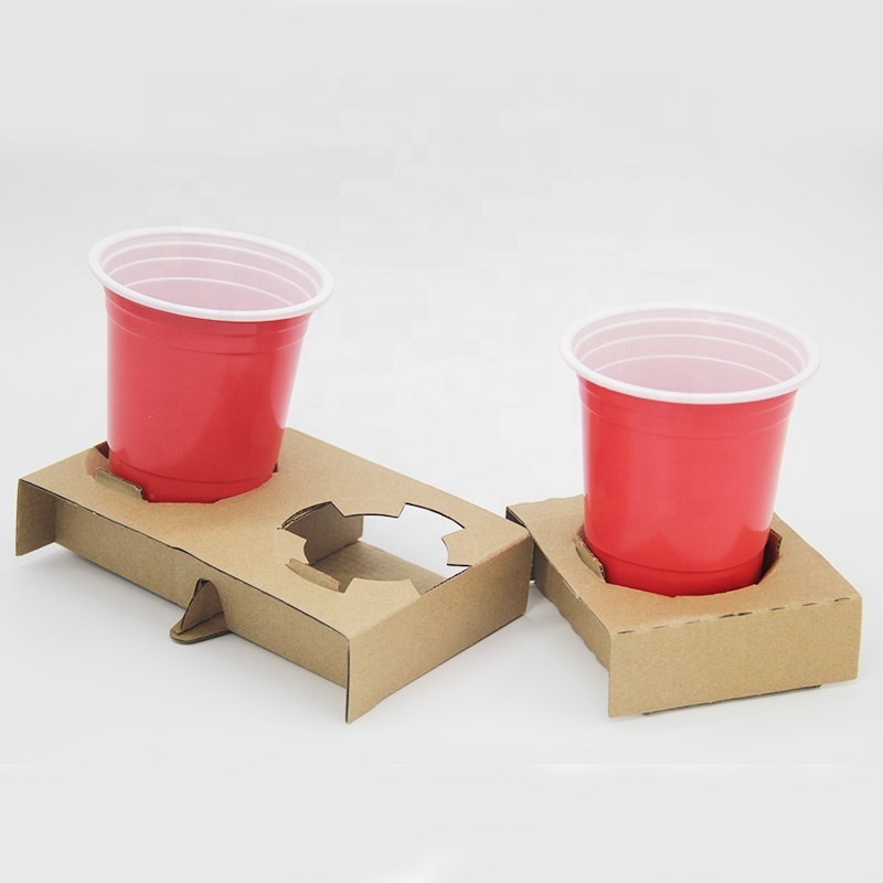 Cup holder black 2 cup drink carriers Disposable E flute paper Take Away coffee to go Corrugated Paper 2 Cup carriers