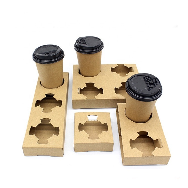 Cup holder black 2 cup drink carriers Disposable E flute paper Take Away coffee to go Corrugated Paper 2 Cup carriers