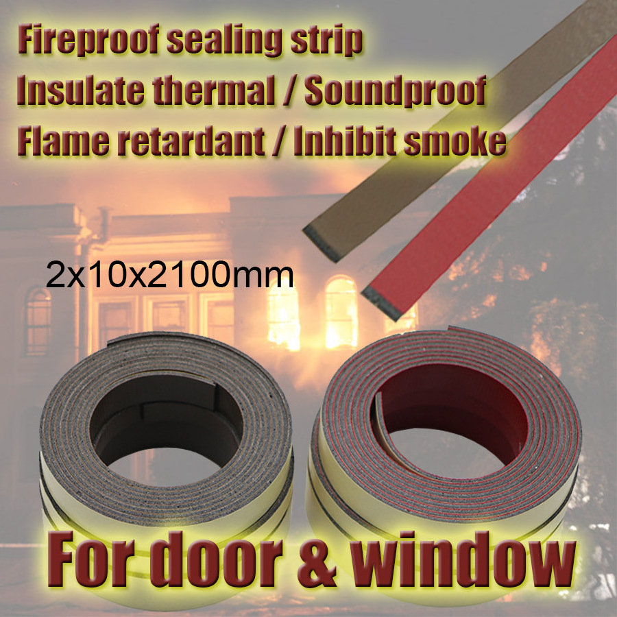 10x2mm Self Adhesive Soft Flexible Expansion Ratio Fireproof Intumescent Wooden Door Weatherstrip Sealing Strip