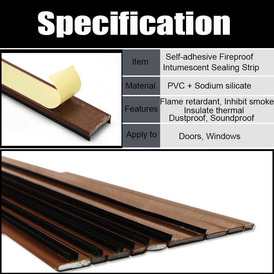 15mm Self Adhesive Hard Intumescent Fireproof Sealing Bar Strip Door Windows Weatherstrip Expansion Rapidly Flame Retardant