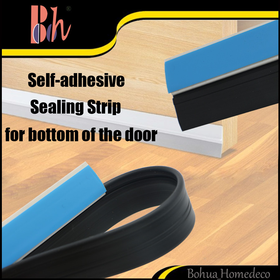 Self Adhesive Sealing Strip Rigid PVC Bar Flexible Rubber Tape Wooden Door Bottom Sweep Draught Excluder Frame Seal Weatherstrip