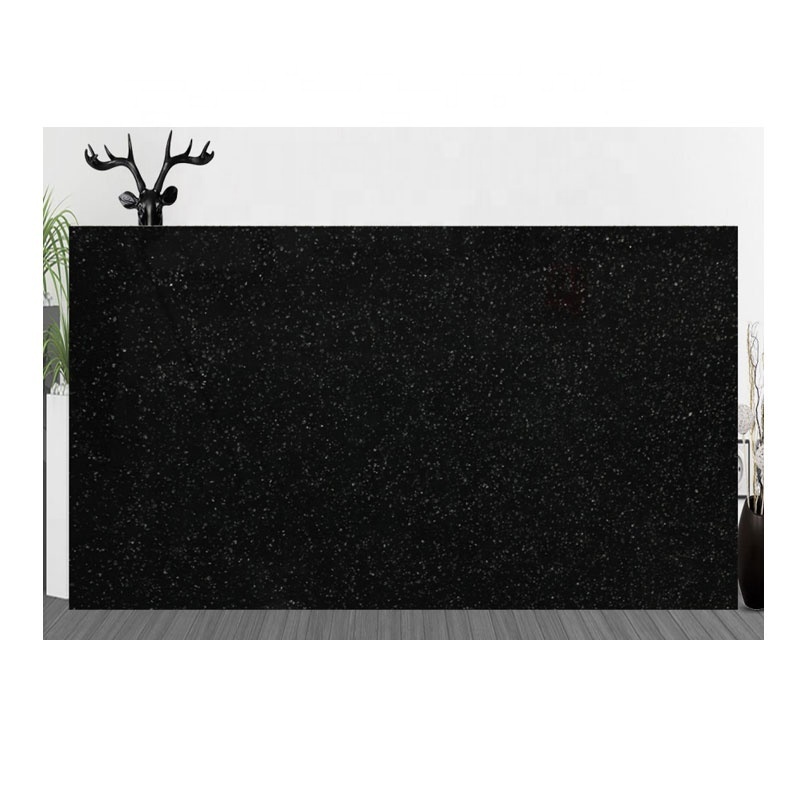 Artificial Kitchen Countertop Slab Tile Absolute Pure Marble Galaxy Stellar Black Stone Quartz