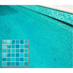 Wholesale porcelain ice crackle mosaic tile 300x300 glazed aqua blue ceramic mosaic swimming pool tiles