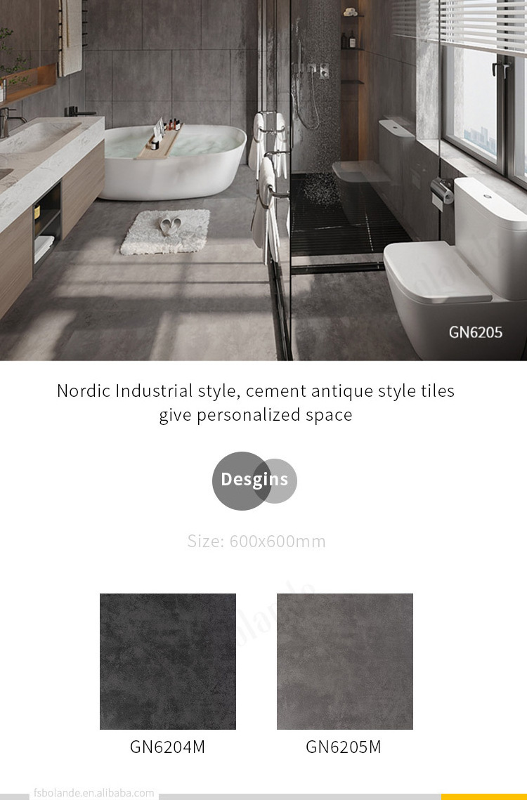 600x600 non slip porcelain cement rustic matt ceramic interior bathroom wall and floor tiles for toilet