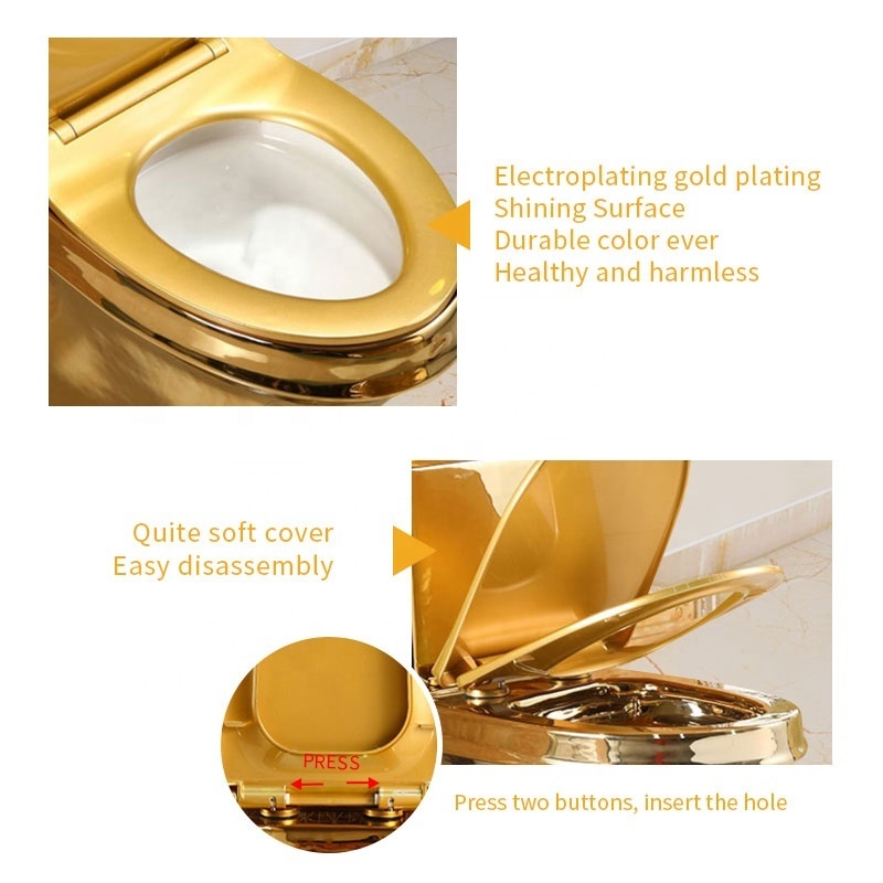 Floor Mounted Water Mark Bathroom Golden Color Toilet Gold One Piece Water Pressure Adjustment Ceramic