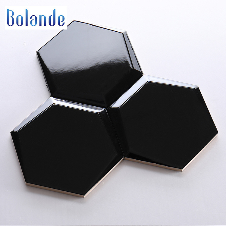 Cheap modern style kitchen subway glossy beveled ceramic hexagon bathroom backsplash wall tile