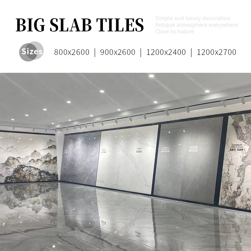 sintered stone large big size porcelain polished glazed marble look slab interior wall tile for flooing