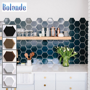 Cheap modern style kitchen subway glossy beveled ceramic hexagon bathroom backsplash wall tile