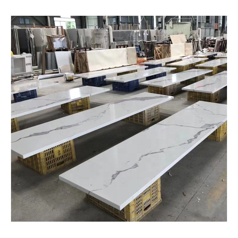 White Calacatta Stone Vanity Marble Carrara Faux Quartz Countertop Calcutta Tile for Table Tops