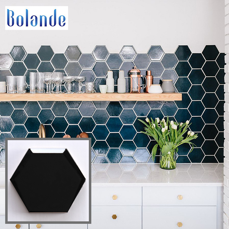 Cheap modern style kitchen subway glossy beveled ceramic hexagon bathroom backsplash wall tile