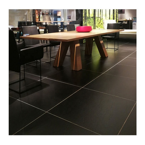 Super Black Rustic Anti-slip Rough Finish Surface Matte Porcelain Bathroom Flooring Tiles for Restaurant