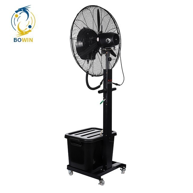 Outdoor Industrial Mist Fan 30 Inch Water Humidifier Water Spray Mist Fan With 3 Speeds Wheel