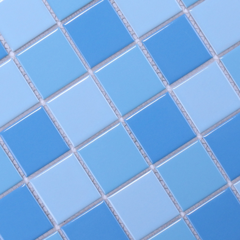 Glazed mosaic floor tiles mixed blue glossy ceramic mosaic swimming pool tiles