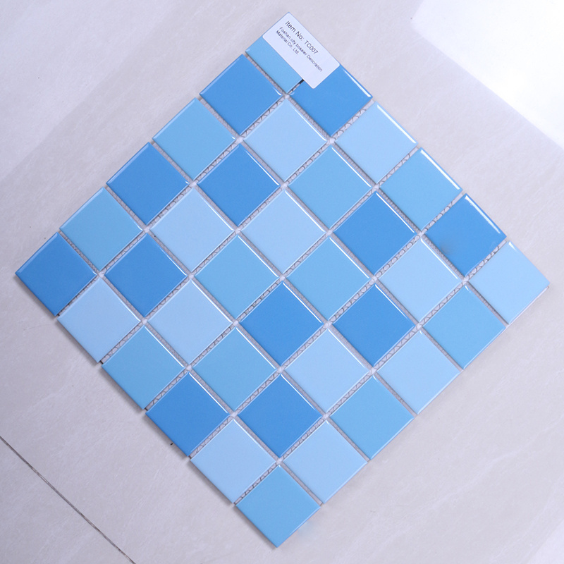 Glazed mosaic floor tiles mixed blue glossy ceramic mosaic swimming pool tiles