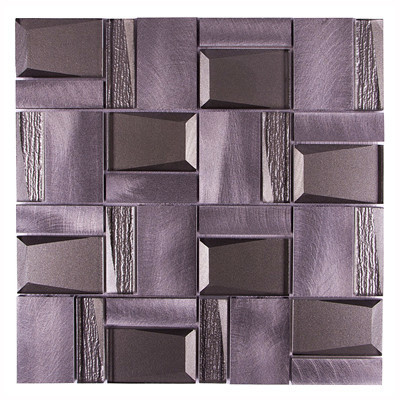 Luxury glitter metal nickle gray 3D beveled Aluminum glass mosaic for wall kitchen backsplash