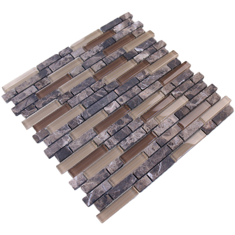 Foshan home house decorative glass mix stone mosaic tile molds decorative stone backsplash fireplace