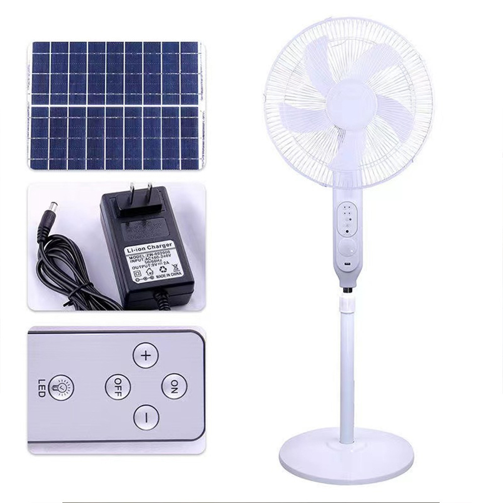 Home 16 Inch 12V DC Solar Powered Rechargeable Electric Pedestal solar fans for home With Solar Panel Battery