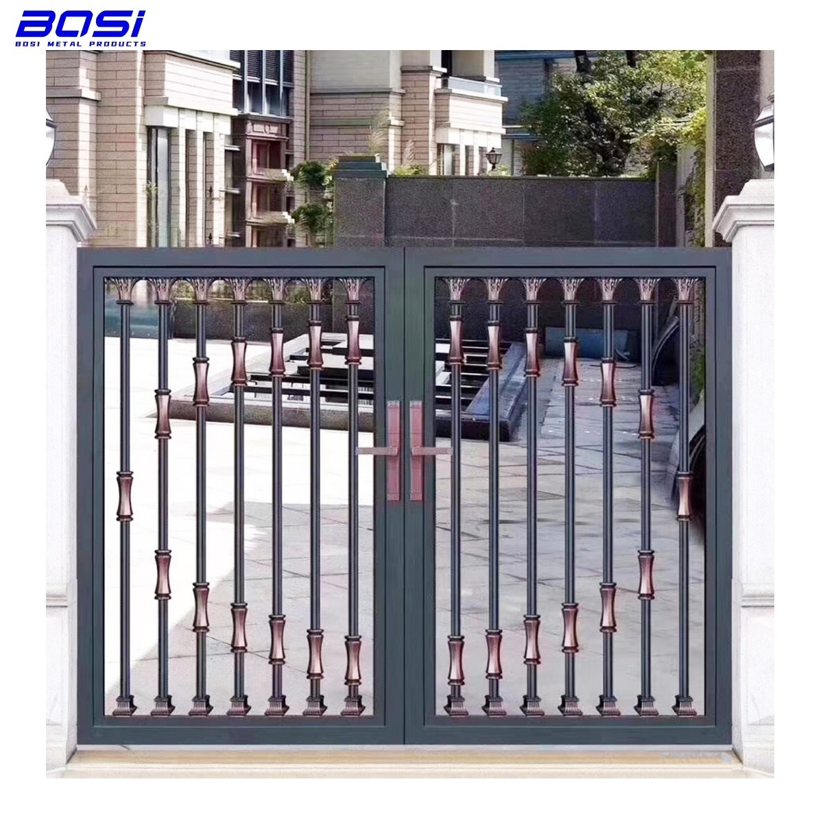 Aluminum CNC  Cutting Security Door Aluminum  Entrance Swing Gate Metal Gate For Garden