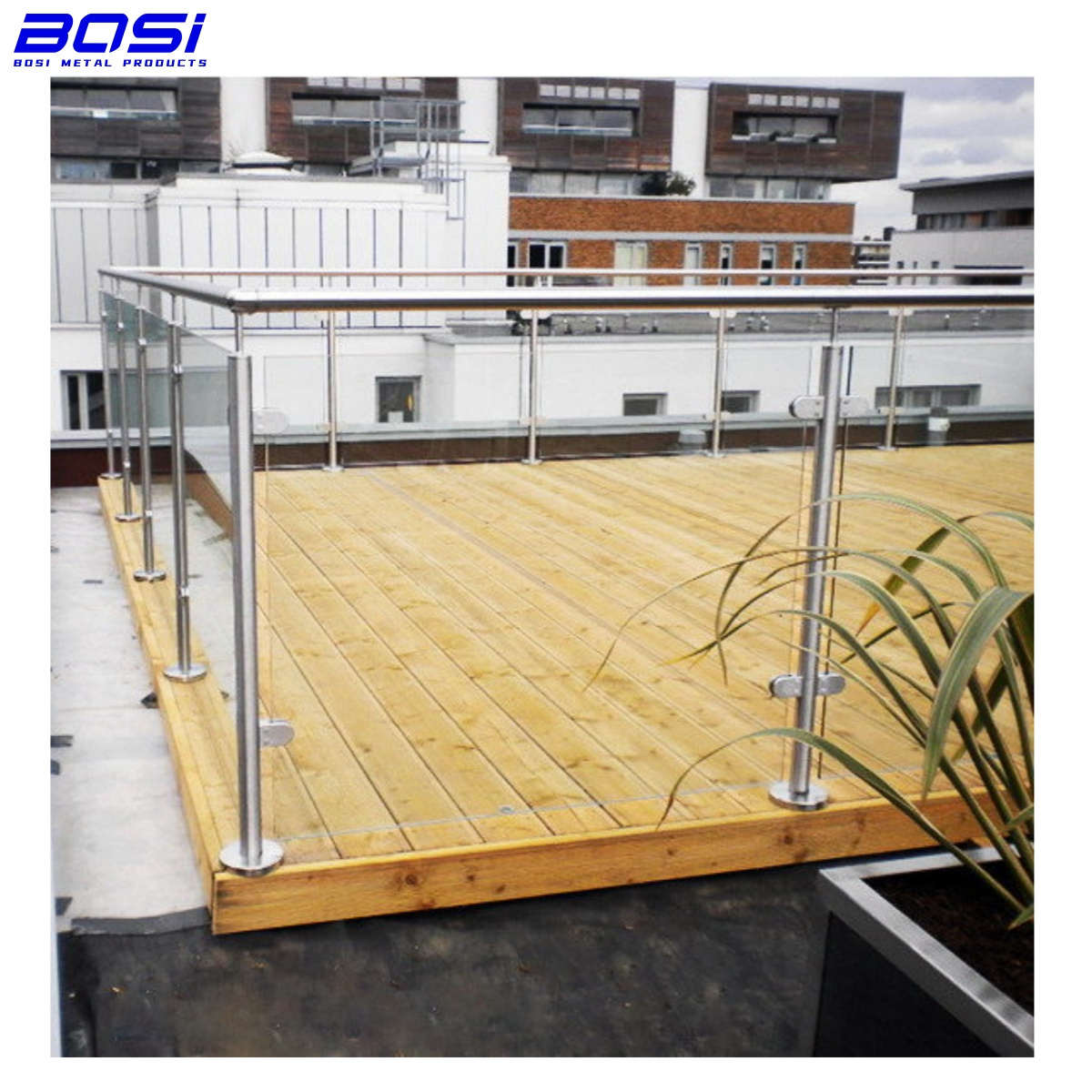 Best Price 2023 Stainless Steel Glass Railing For Wood Deck Handrail Metal Glass Balustrade