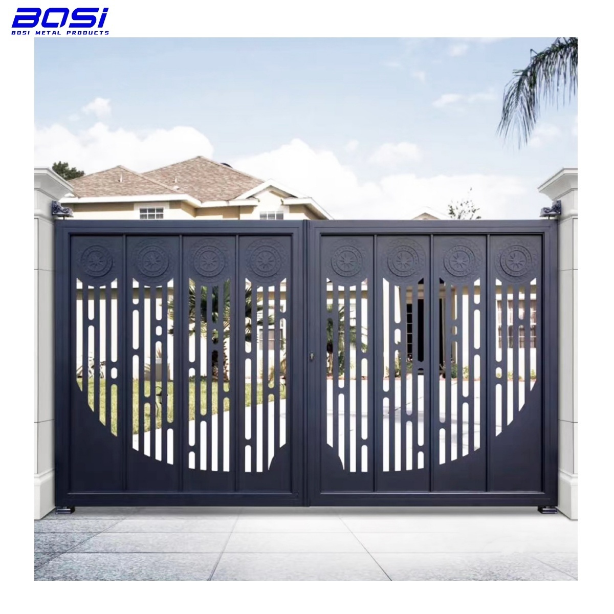 Driveway Sliding Gate Aluminum Entrance Door Garden Swing Gate Metal Sliding Door Customized Design